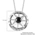 Shungite Star Burst Compass Pendant Necklace 20 Inches in Stainless Steel 0.35 ctw image number 6