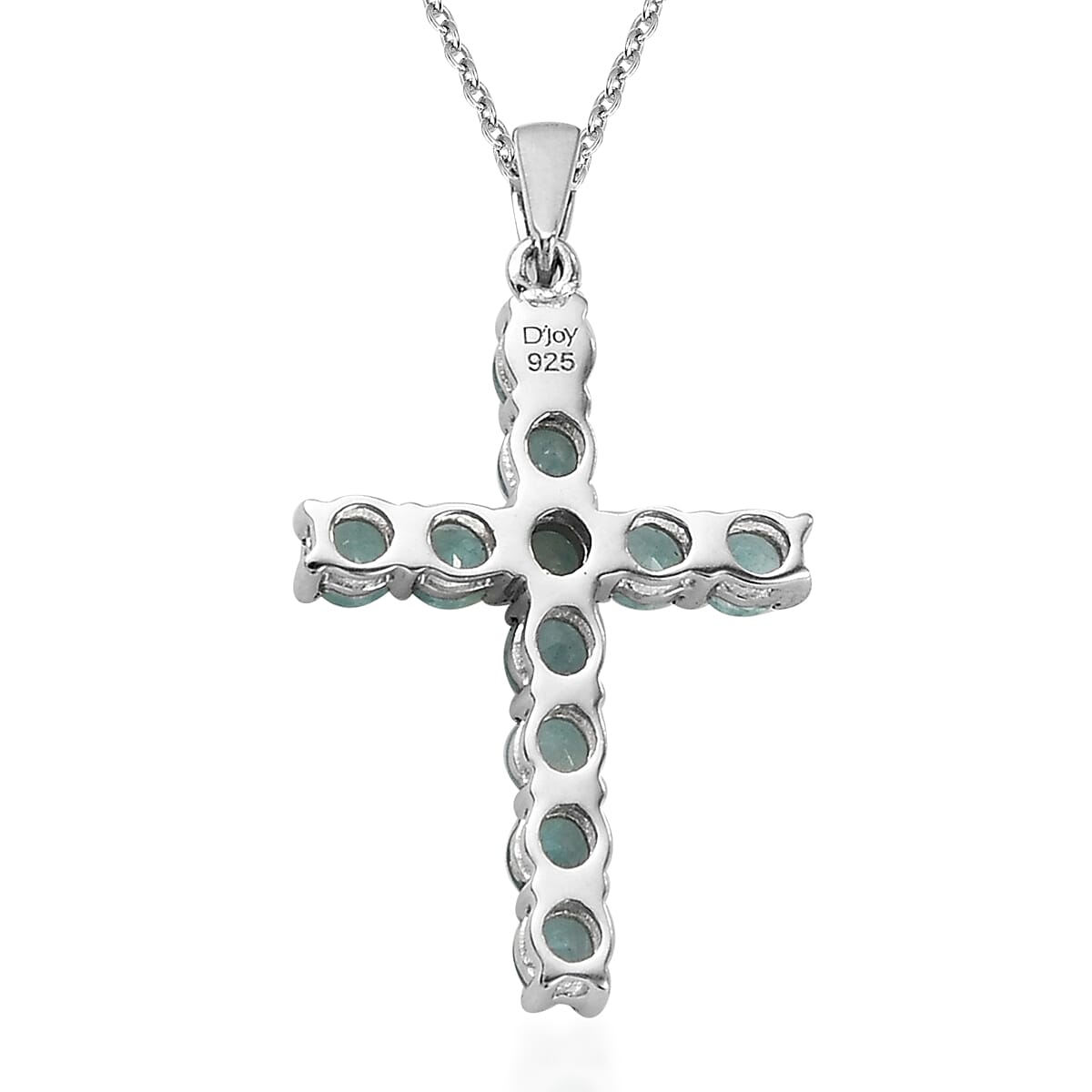 Premium Grandidierite Cross Pendant Necklace 20 Inches in Platinum Over Sterling Silver 1.65 ctw