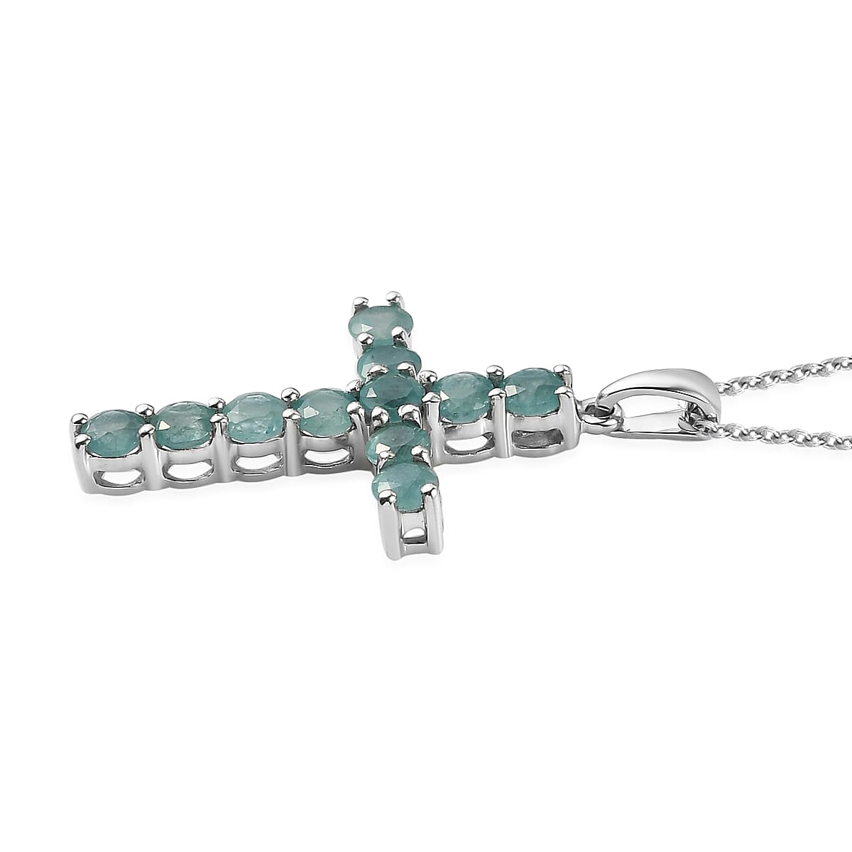 Premium Grandidierite Cross Pendant Necklace 20 Inches in Platinum Over Sterling Silver 1.65 ctw