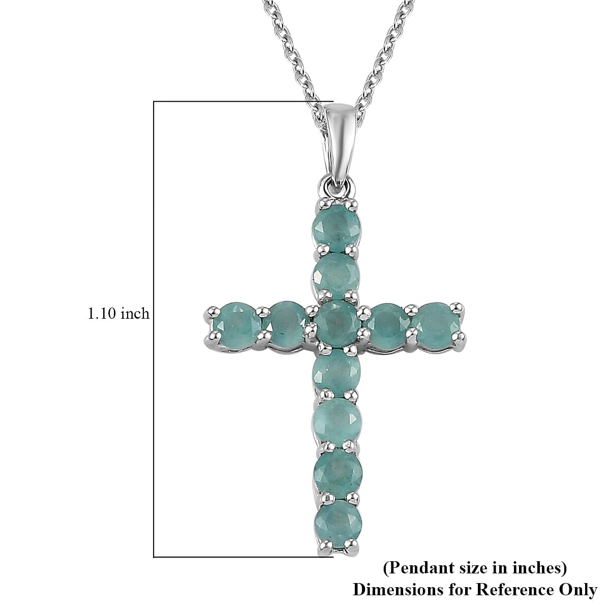 Premium Grandidierite Cross Pendant Necklace 20 Inches in Platinum Over Sterling Silver 1.65 ctw