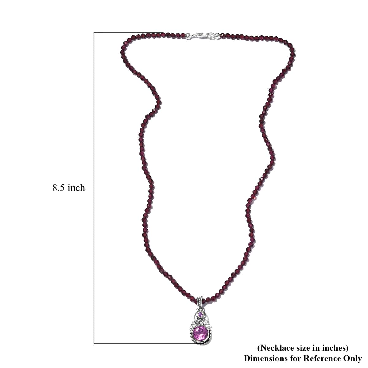 Patroke Quartz (Triplet) and Amethyst Pendant with Orissa Rhodolite Garnet Beaded Necklace 20 Inches in Sterling Silver 118.90 ctw image number 4