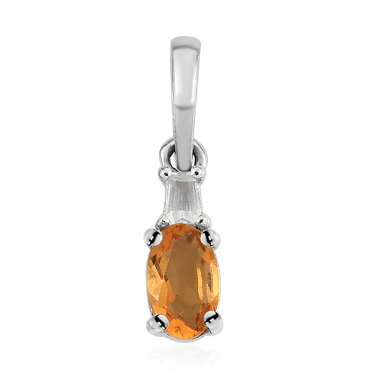 Jalisco Fire Opal, White Topaz Earrings, Ring (Size 5.0) and Pendant in Platinum Over Sterling Silver 0.80 ctw