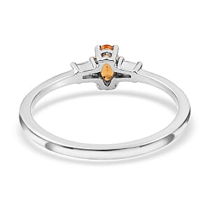 Jalisco Fire Opal and White Topaz Earrings, Ring (Size 7.0) and Pendant in Platinum Over Sterling Silver 0.80 ctw