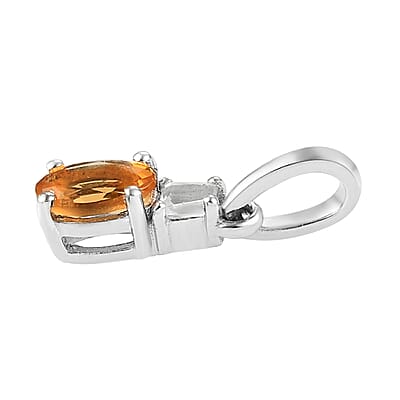 Jalisco Fire Opal and White Topaz Earrings, Ring (Size 8.0) and Pendant in Platinum Over Sterling Silver 0.80 ctw