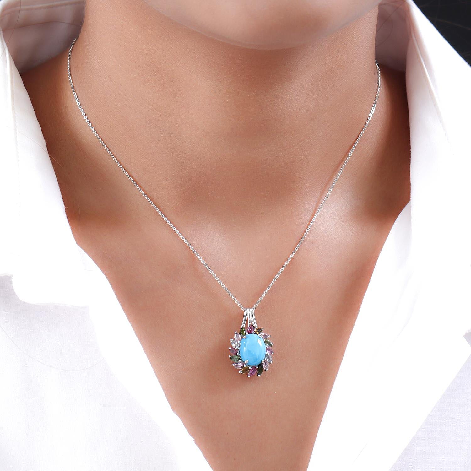 AMERICAN Natural Sleeping Beauty Turquoise & Multi Tourmaline