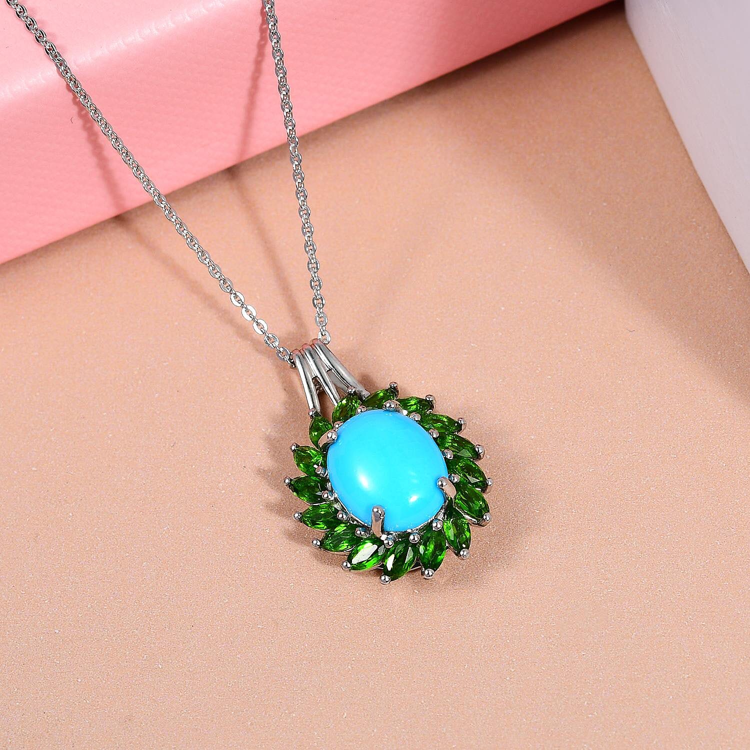 AMERICAN Natural Sleeping Beauty Turquoise & Chrome Diopside - Product card gallery slide 2 (9431490298111)