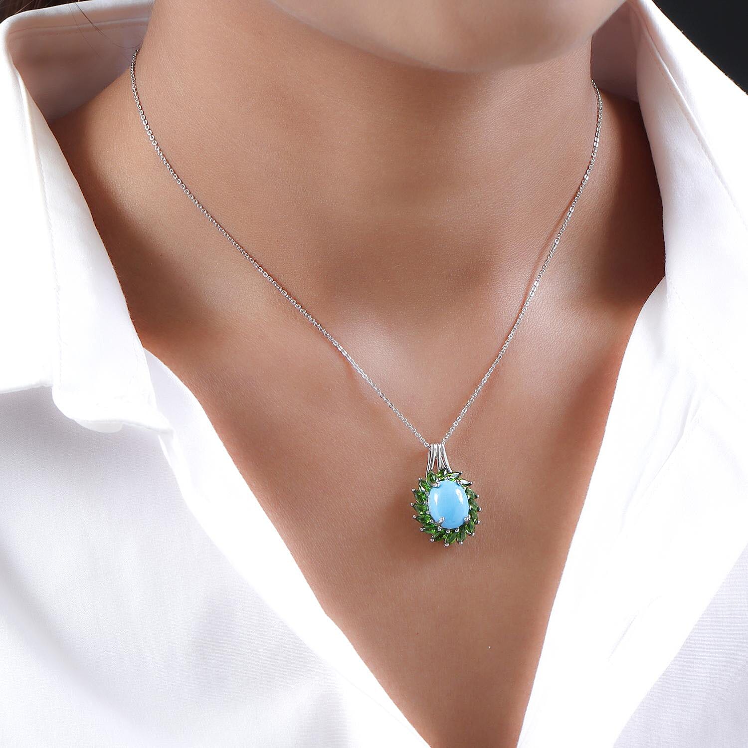 AMERICAN Natural Sleeping Beauty Turquoise & Chrome Diopside - Product card gallery slide 3 (9431490298111)