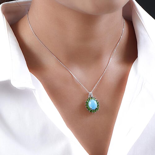 AMERICAN Natural Sleeping Beauty Turquoise & Chrome Diopside - Product card gallery slide 3 (9431490298111)