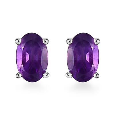 Karis Amethyst and Multi Gemstone Stud Earrings and Bolo Bracelet in Platinum Bond and Stainless Steel 3.80 ctw