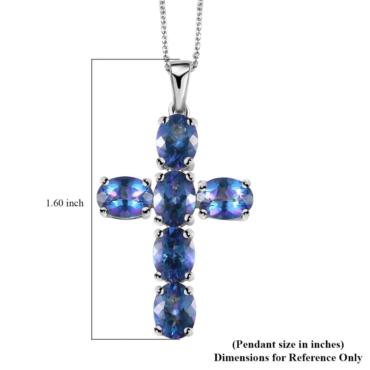Brazilian Periwinkle Bloom Petalite Cross Pendant Necklace 20 Inches in Platinum Over Sterling Silver 5.65 ctw image number 6