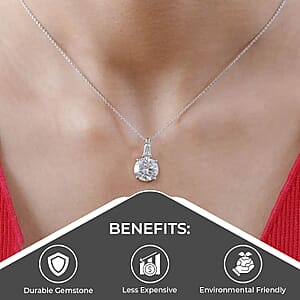 D'Joy Heart & Arrow Cut Moissanite 3.60 ctw Pendant Necklace, 20 Inch Necklace, Rhodium Over Sterling Silver Necklace, Moissanite Jewelry, Gifts For Her