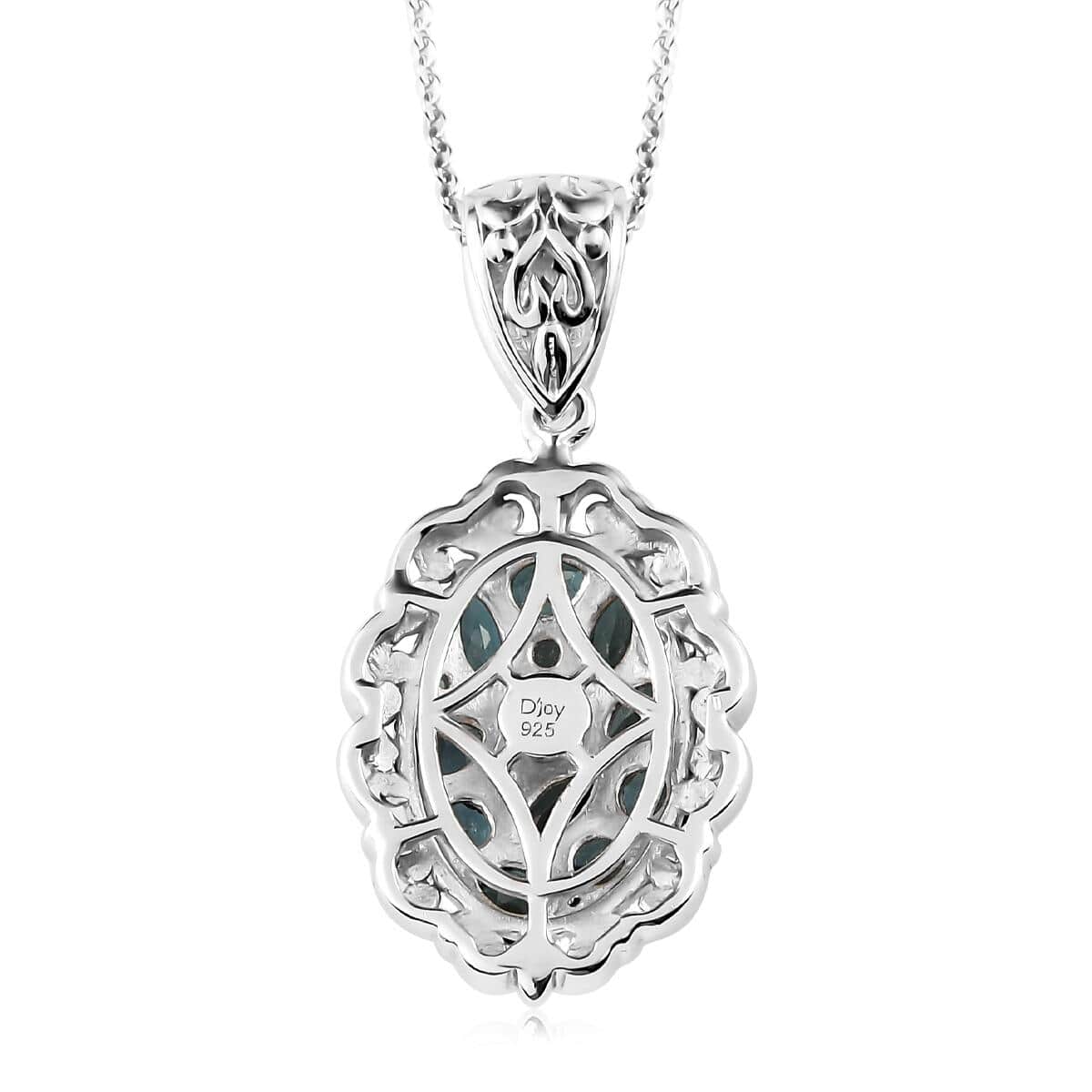 Premium Monte Belo Indicolite and Natural White Zircon Pendant Necklace 20 Inches in Vermeil YG and Platinum Over Sterling Silver 1.50 ctw image number 4
