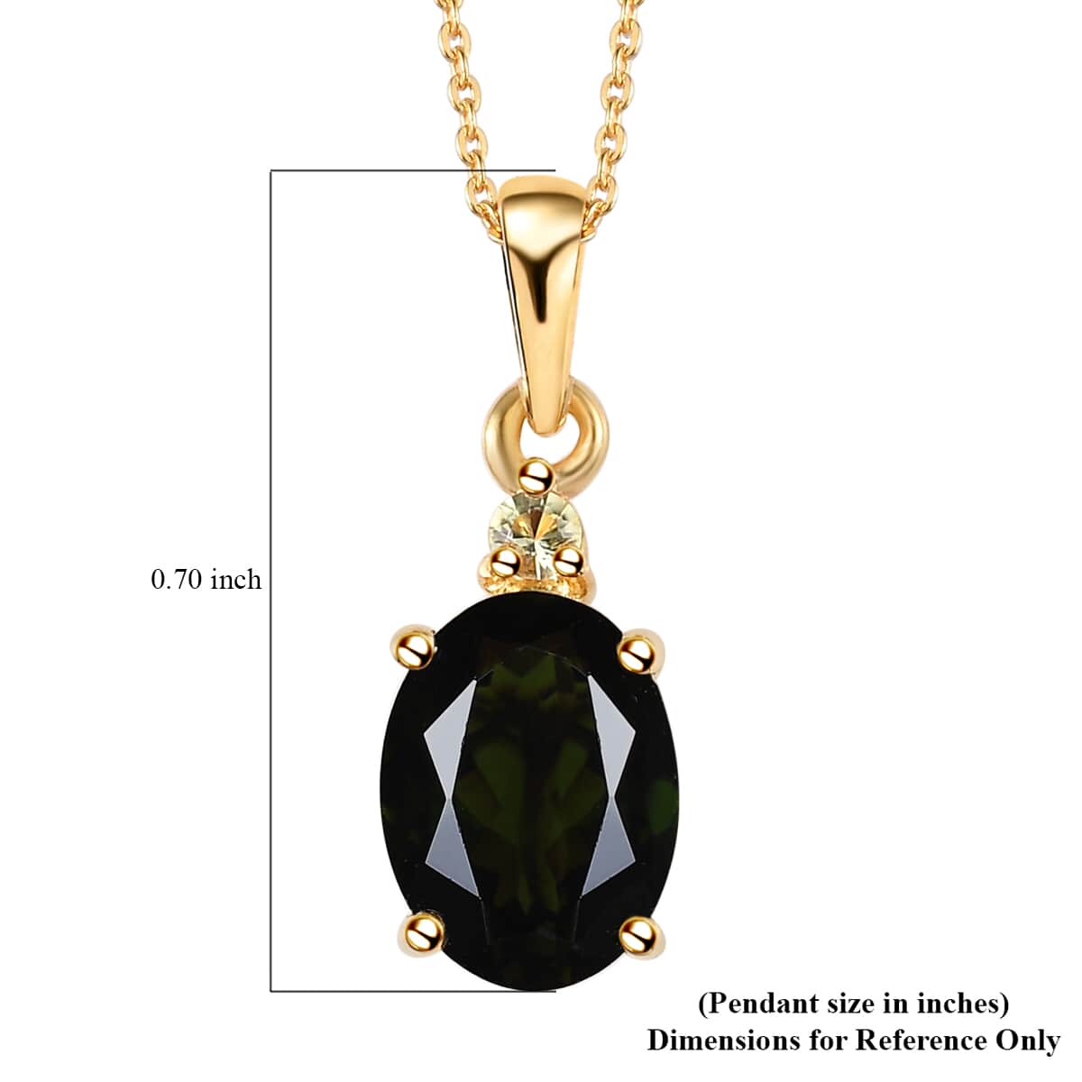 Premium Chrome Tourmaline and Canary Tourmaline Pendant Necklace 20 Inches in Vermeil Yellow Gold Over Sterling Silver 1.20 ctw image number 6
