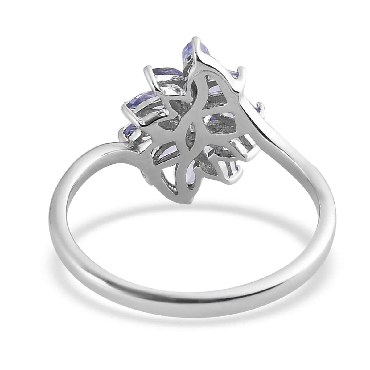 Tanzanite 2.10 ctw Floral Ring and Pendant in Platinum Over Sterling Silver (Size 10.00) image number 5