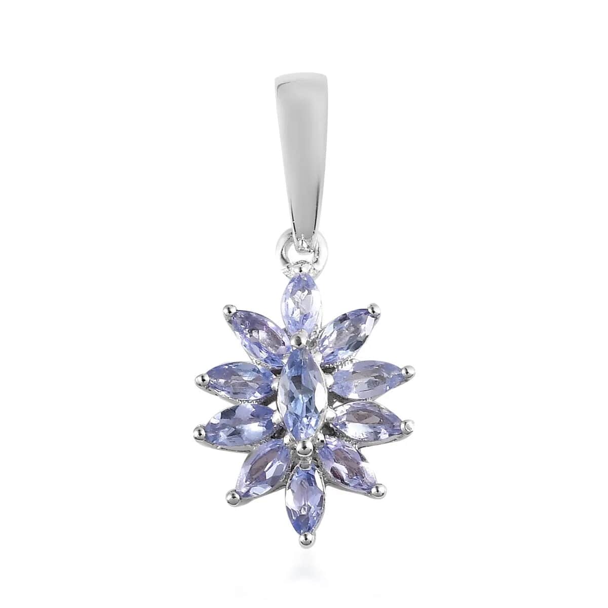 Tanzanite 2.10 ctw Floral Ring and Pendant in Platinum Over Sterling Silver (Size 10.00) image number 6