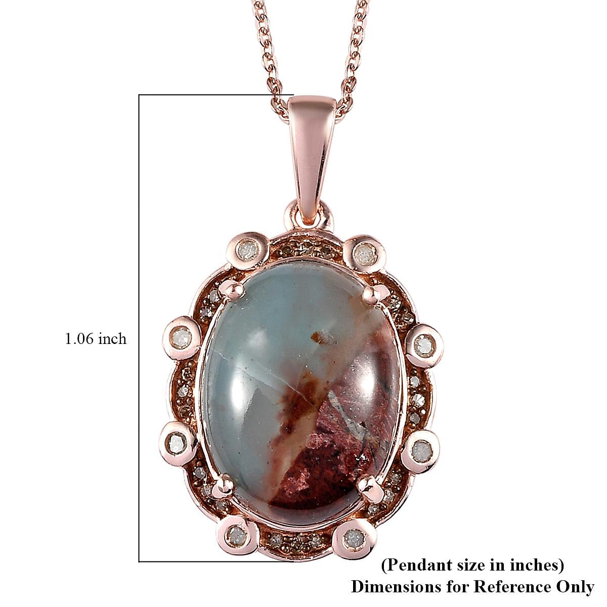 Natural Zimbaprase, Natural Champagne and White Diamond Pendant Necklace 20 Inches in Vermeil Rose Gold Over Sterling Silver 9.15 ctw