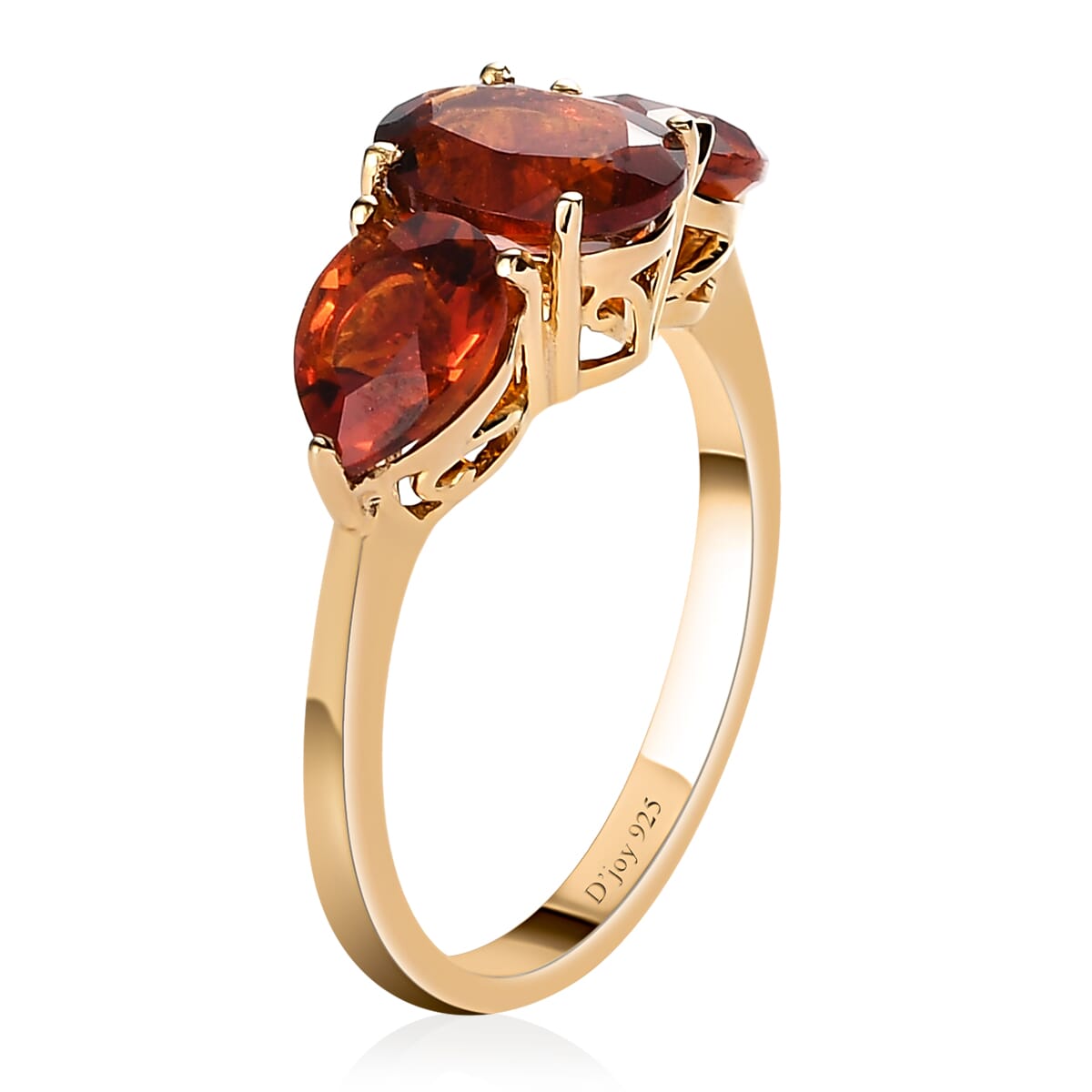 Brazilian Cherry Citrine 3 Stone Ring (Size 8.00) and Pendant Necklace 20 Inches in Vermeil Yellow Gold Over Sterling Silver 4.15 ctw image number 5