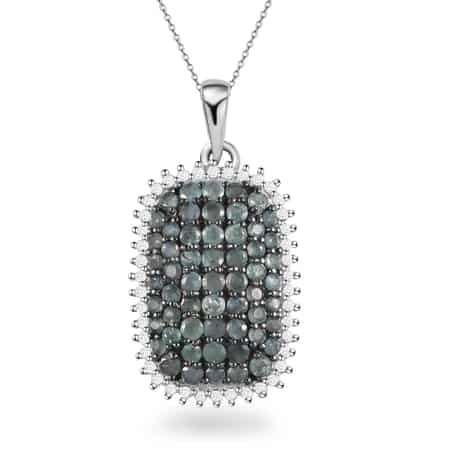 Narsipatnam Alexandrite and White Zircon Cluster Pendant Necklace 20 Inches in Platinum Over Sterling Silver 2.50 ctw image number 0