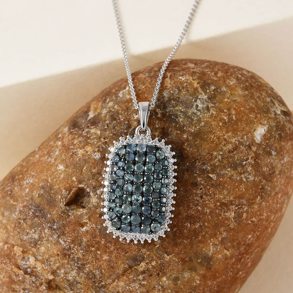 Narsipatnam Alexandrite and White Zircon Cluster Pendant Necklace 20 Inches in Platinum Over Sterling Silver 2.50 ctw image number 1