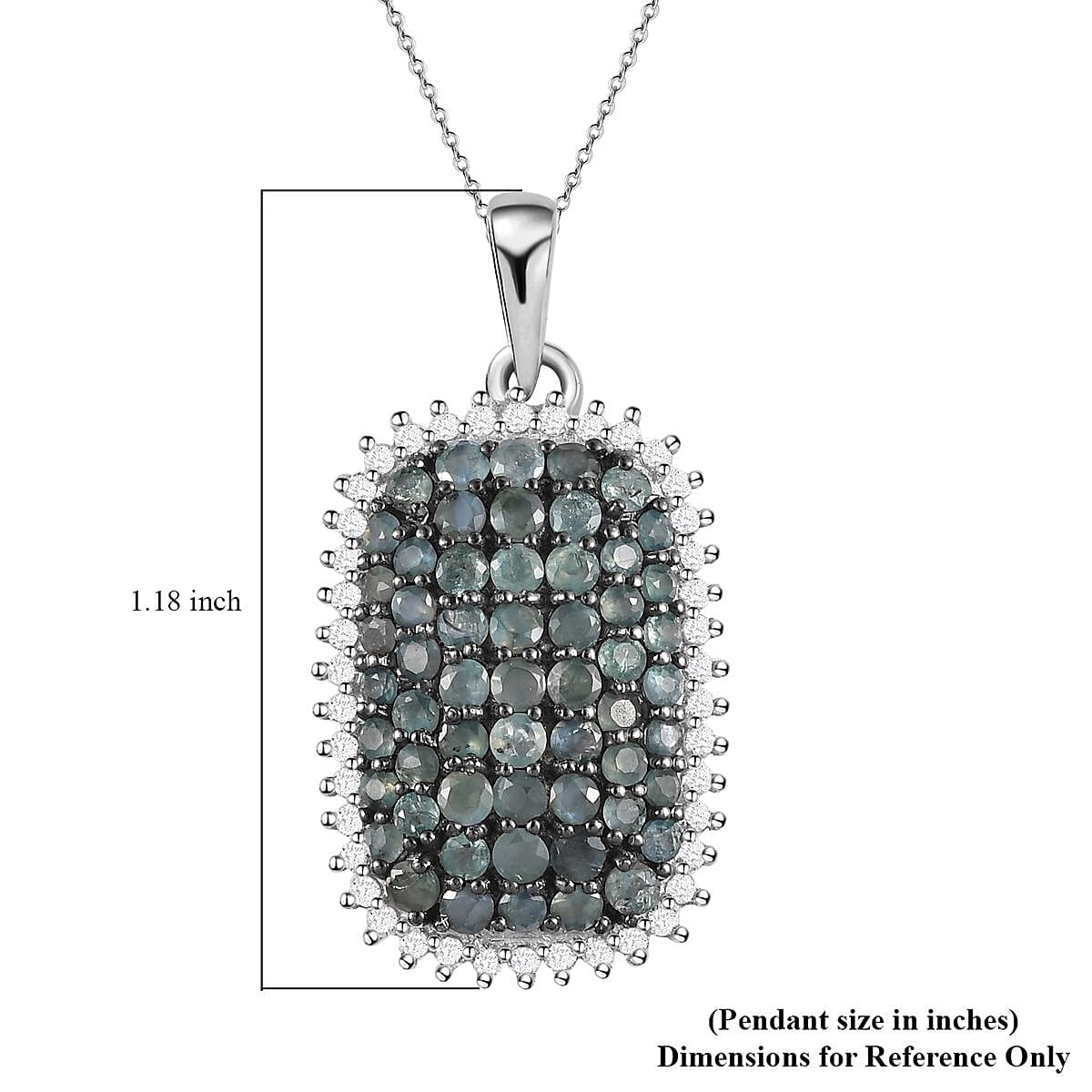 Narsipatnam Alexandrite and White Zircon Cluster Pendant Necklace 20 Inches in Platinum Over Sterling Silver 2.50 ctw