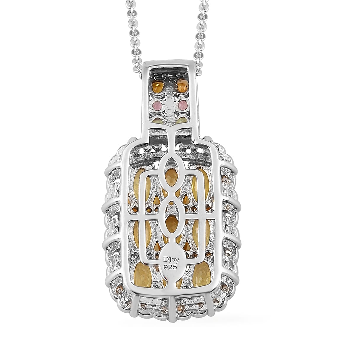 Madagascar Yellow Sapphire and Multi-Tourmaline Pendant Necklace 20 Inches in Vermeil YG and Platinum Over Sterling Silver 2.70 ctw
