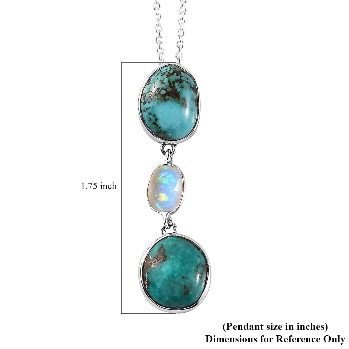 Artisan Crafted Sierra Nevada Turquoise and Ethiopian Welo Opal Pendant Necklace 20 inches in Sterling Silver 9.00 ctw image number 6