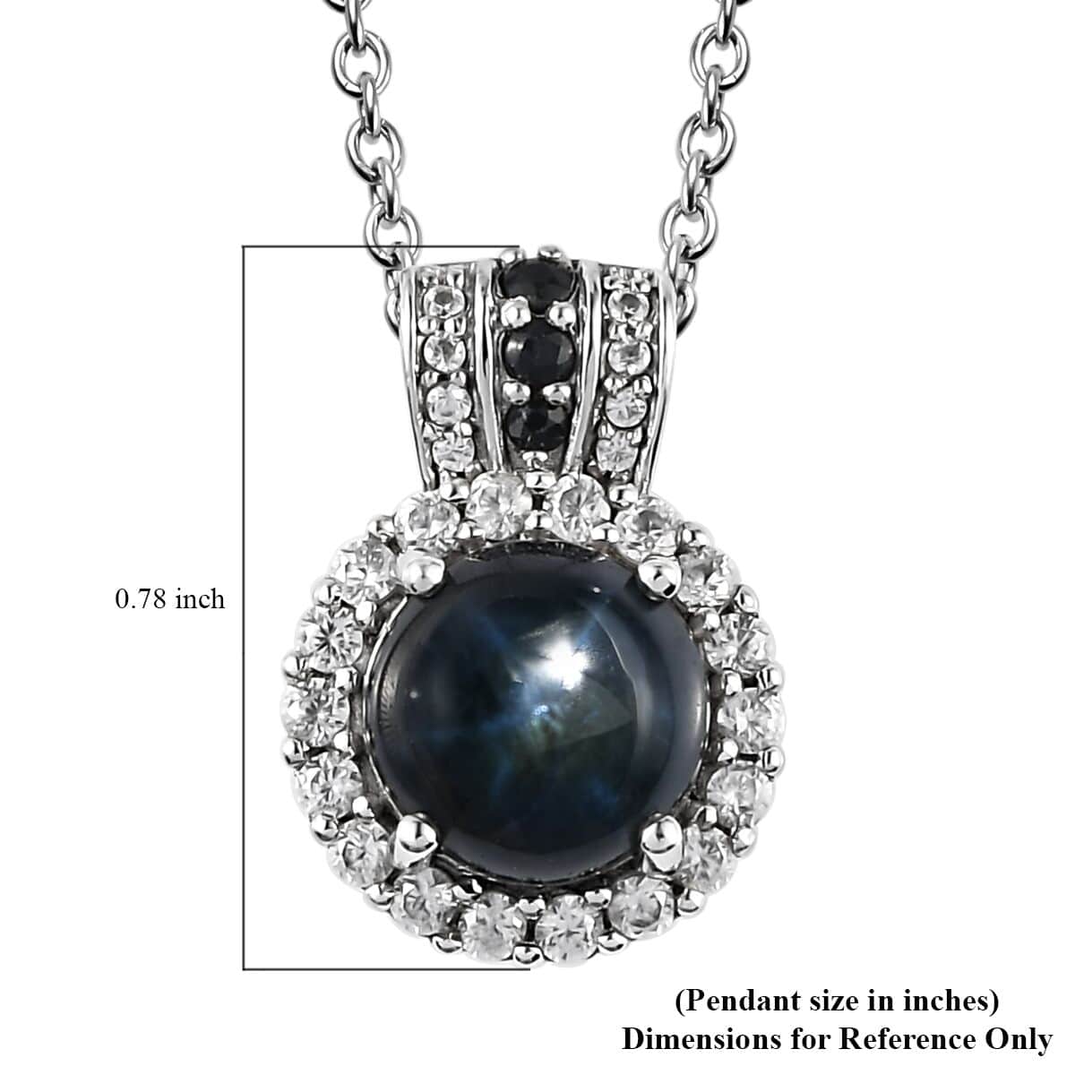 Blue Star Sapphire (DF) and Multi Gemstone Pendant Necklace 20 Inches in Platinum Over Sterling Silver 4.90 ctw image number 5