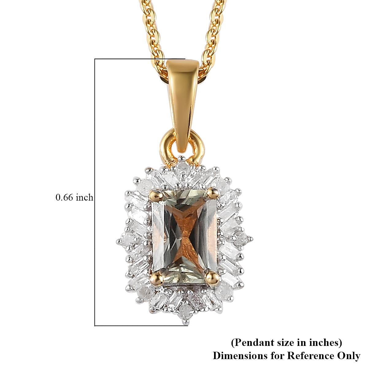Radiant Cut AAA Turkizite Halo Pendant Necklace 20 Inches in Vermeil Yellow Gold Sterling Silver 0.75 ctw