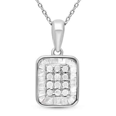 Diamond Lock Necklace 1/6 ct tw Round-cut Sterling Silver 18