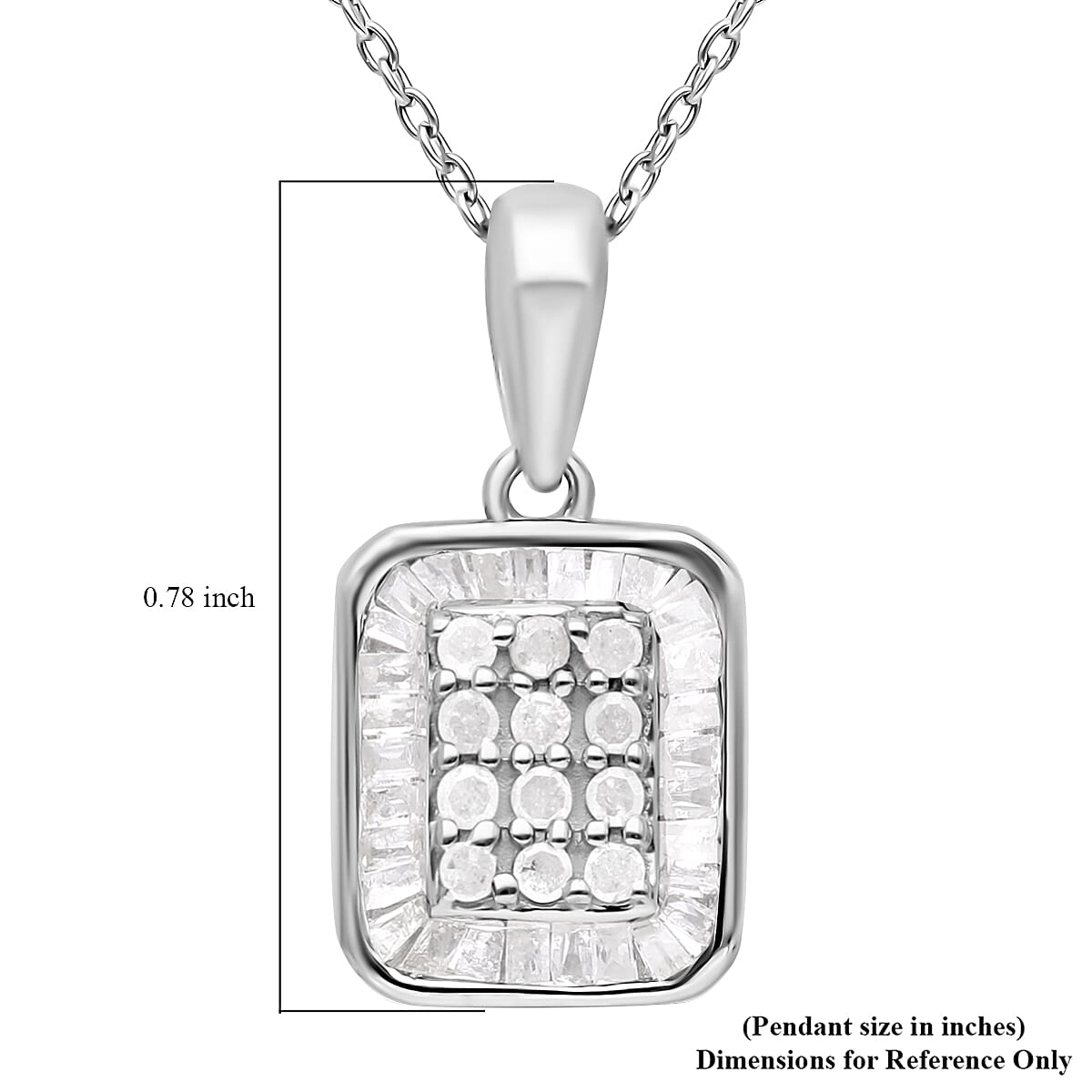 Diamond Cluster Pendant Necklace 18 Inches in Platinum Over Sterling Silver 0.50 ctw