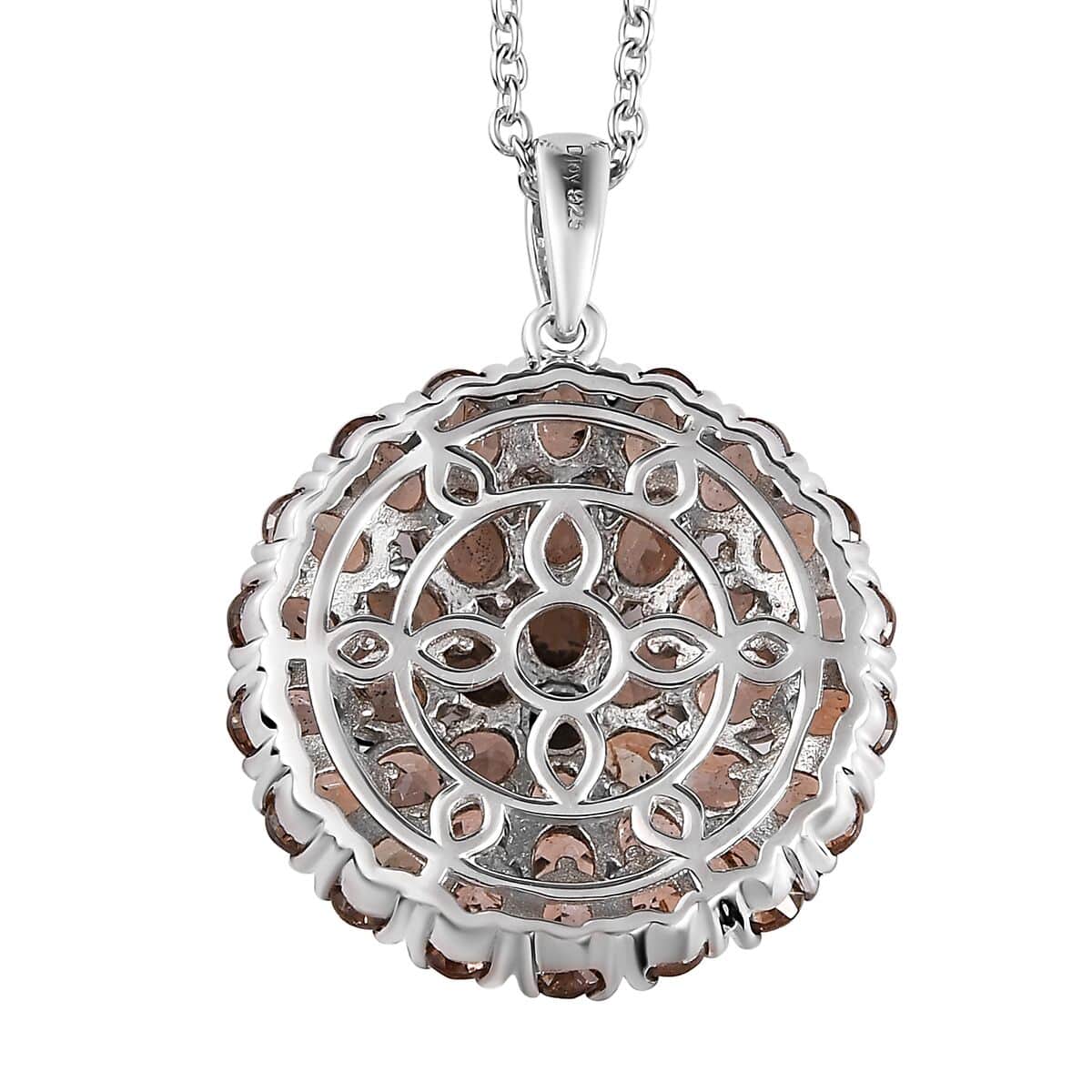 Jenipapo Andalusite Floral Pendant Necklace 18 Inches in Rhodium and Platinum Over Sterling Silver 7.35 ctw image number 4