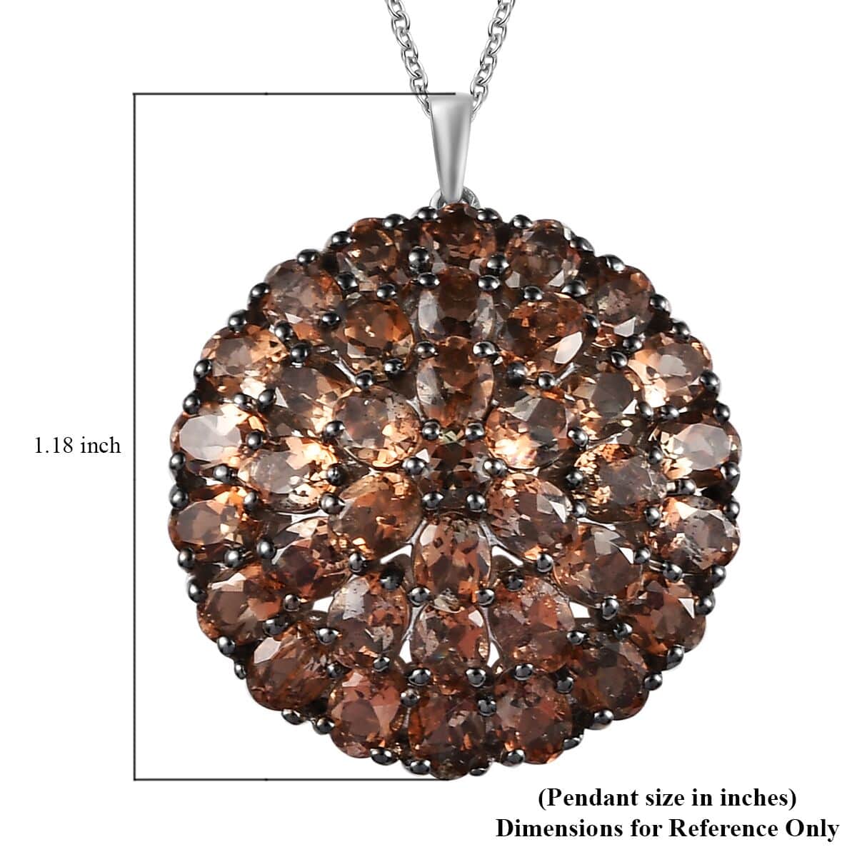 Jenipapo Andalusite Floral Pendant Necklace 18 Inches in Rhodium and Platinum Over Sterling Silver 7.35 ctw image number 5