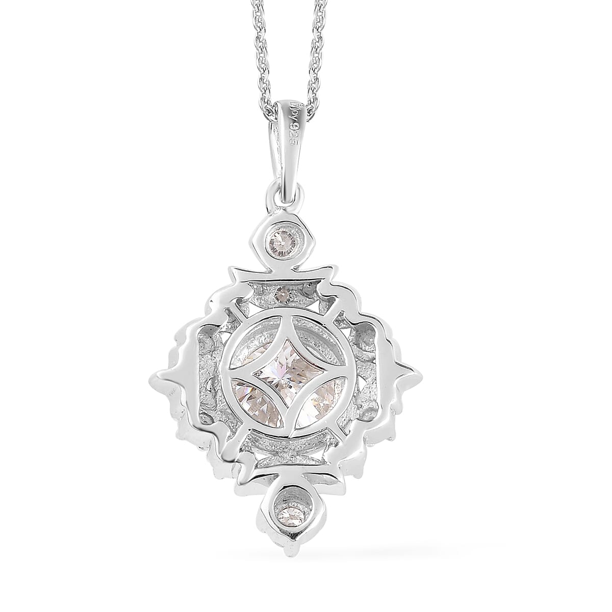 120 Facet Moissanite Celestial Pendant Necklace 20 Inches in Platinum Over Sterling Silver 2.40 ctw