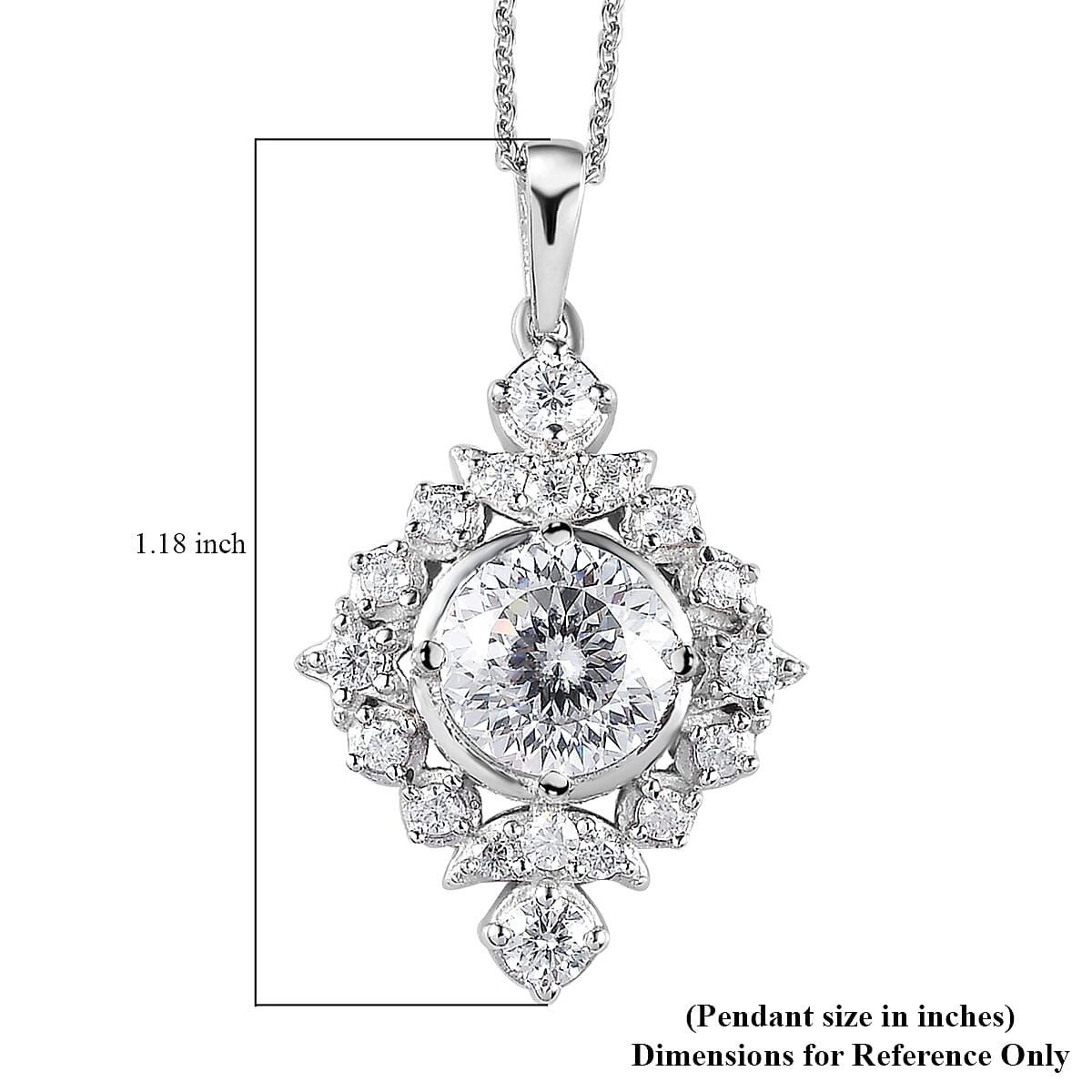 120 Facet Moissanite Celestial Pendant Necklace 20 Inches in Platinum Over Sterling Silver 2.40 ctw