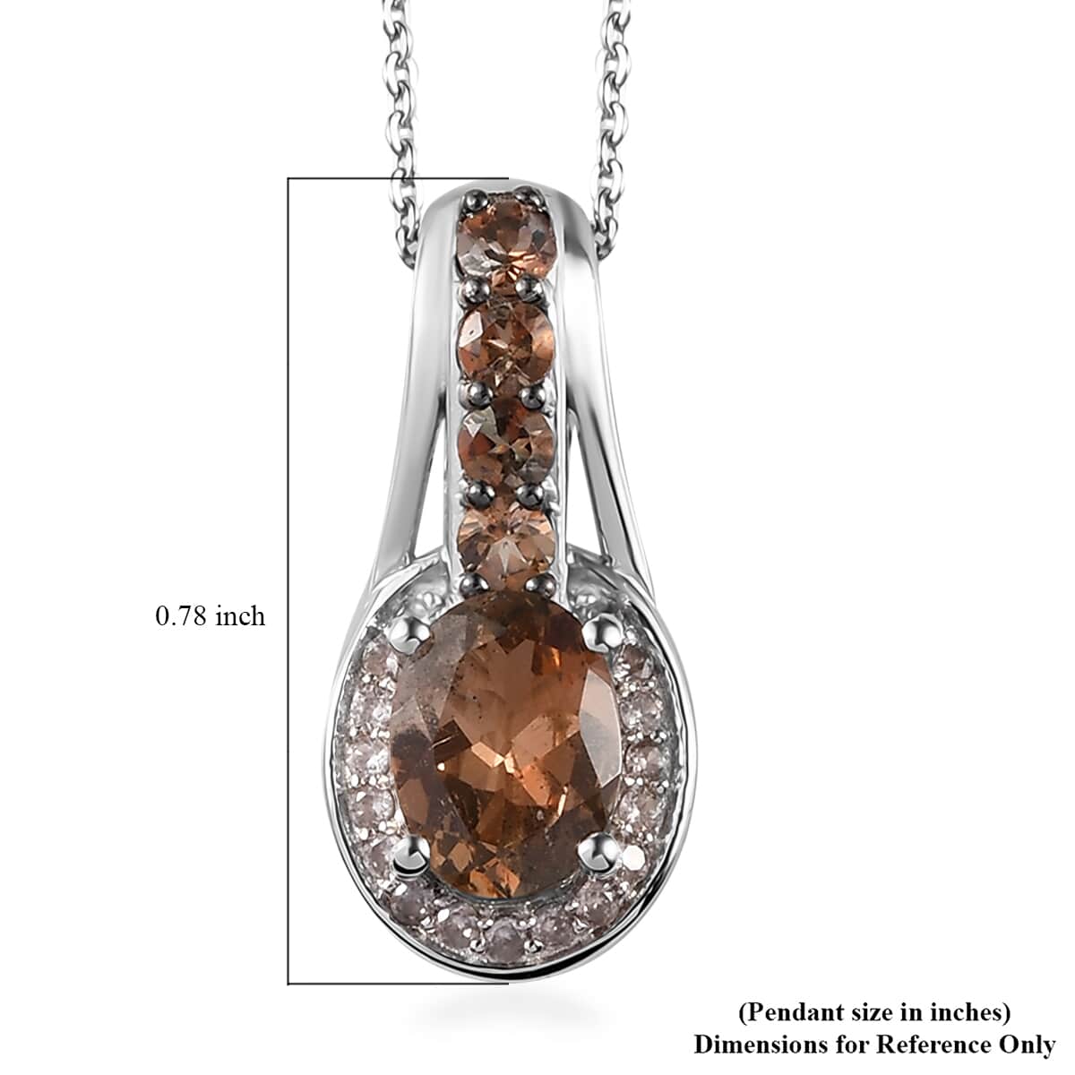 Jenipapo Andalusite and Champagne Zircon Pendant Necklace 20 Inches in Platinum Over Sterling Silver 1.85 ctw image number 5