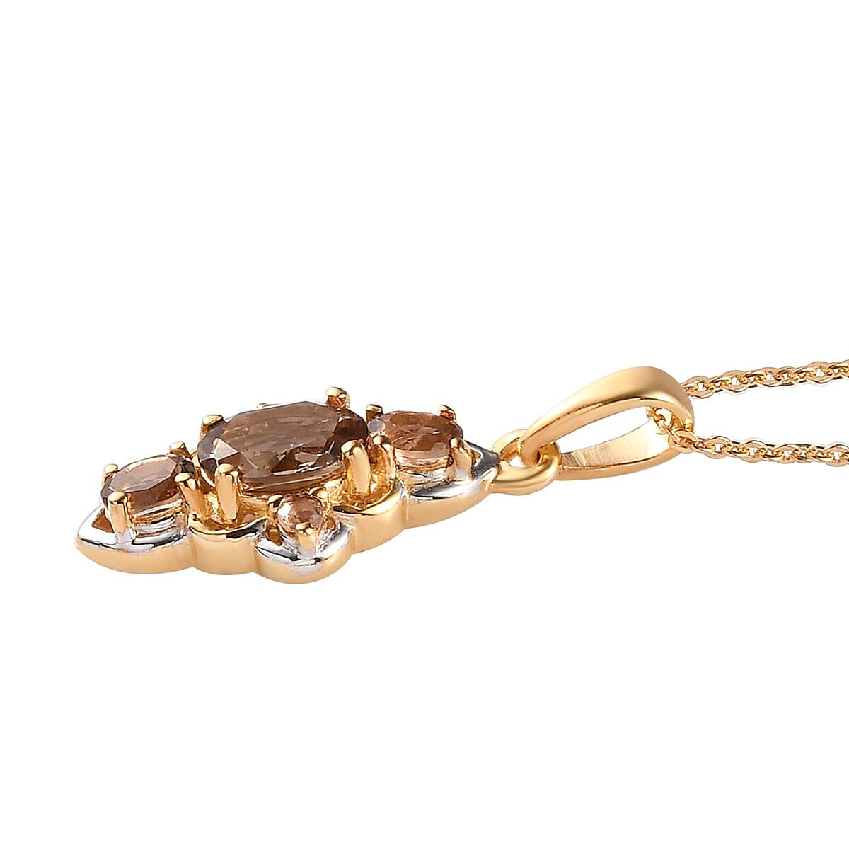 Jenipapo Andalusite Pendant Necklace 20 Inches in Vermeil Yellow Gold and Platinum Over Sterling Silver 1.25 ctw