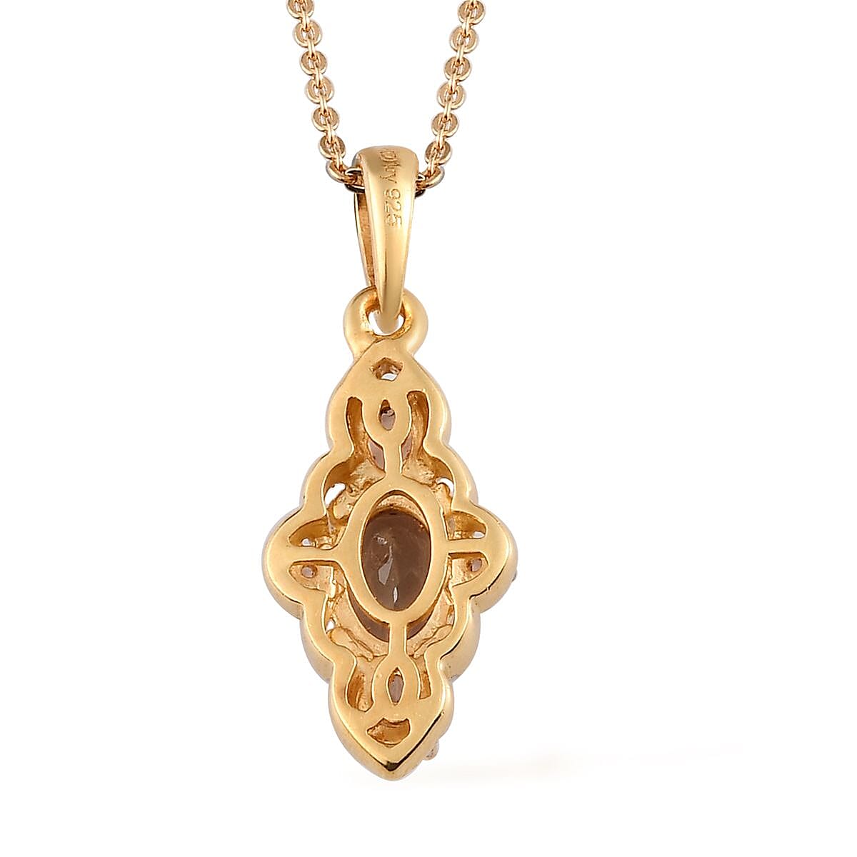 Jenipapo Andalusite Pendant Necklace 20 Inches in Vermeil Yellow Gold and Platinum Over Sterling Silver 1.25 ctw