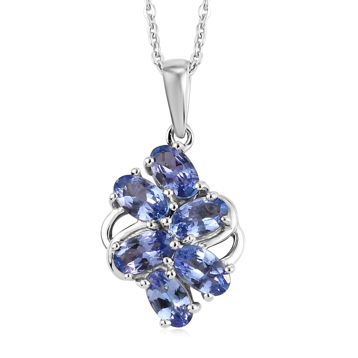 Tanzanite Pendant Necklace 20 Inches in Platinum Over Sterling Silver 1.40 ctw image number 0