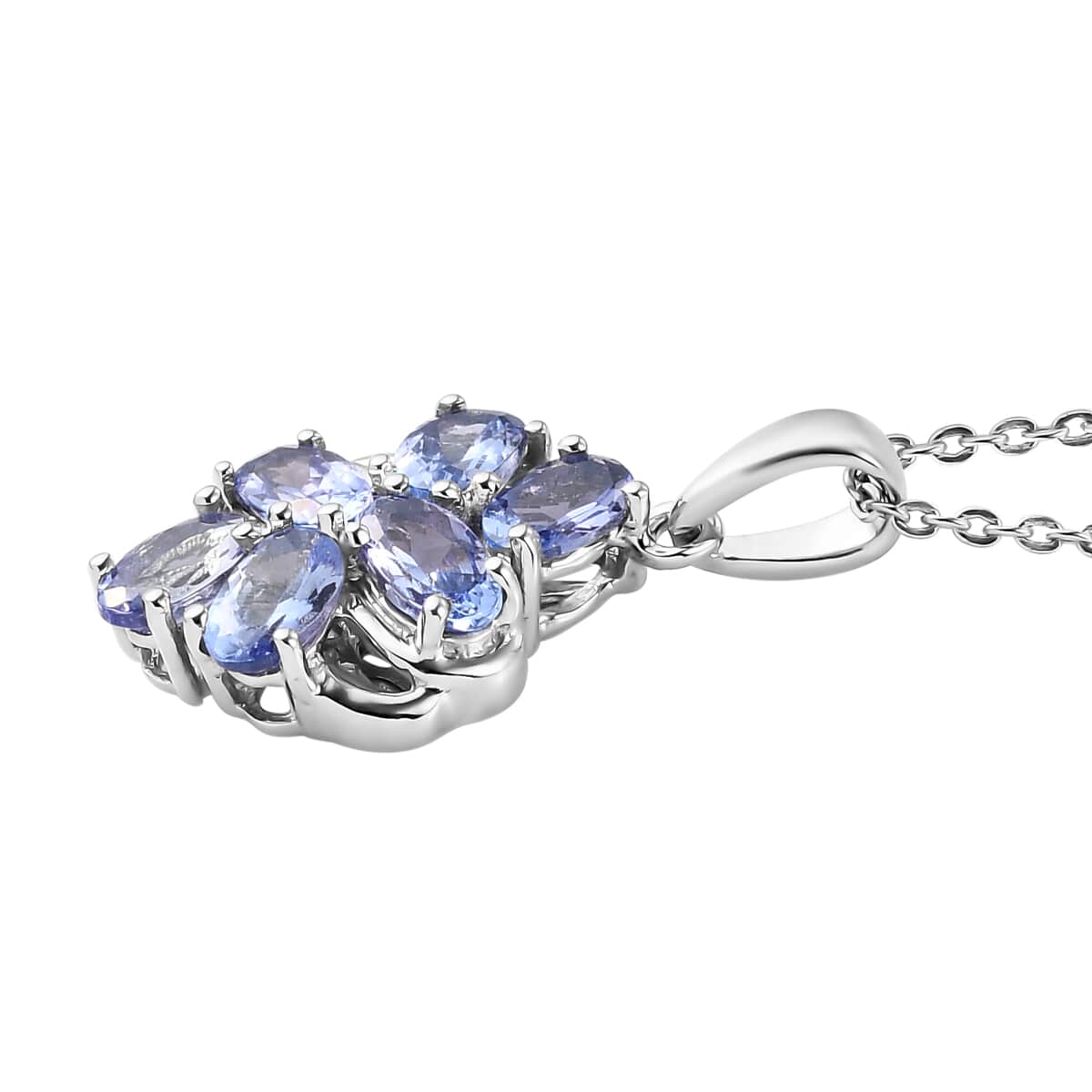 Tanzanite Pendant Necklace 20 Inches in Platinum Over Sterling Silver 1.40 ctw image number 3