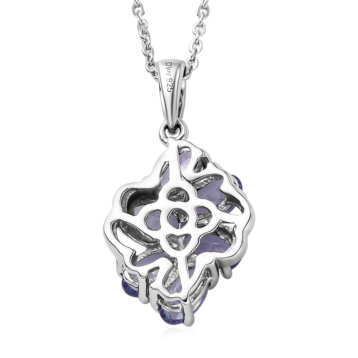 Tanzanite Pendant Necklace 20 Inches in Platinum Over Sterling Silver 1.40 ctw image number 4