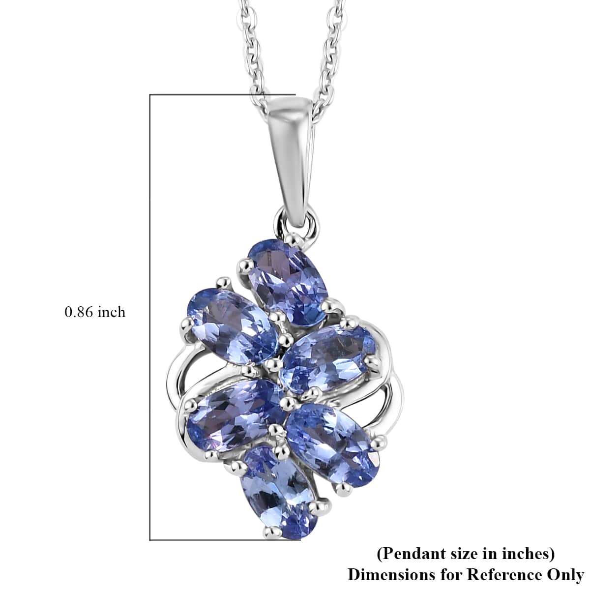 Tanzanite Pendant Necklace 20 Inches in Platinum Over Sterling Silver 1.40 ctw image number 6