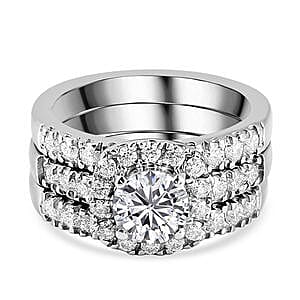 Moissanite 1.78 ctw Band Ring in Platinum Over Sterling Silver (Size 10)