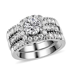 Moissanite 1.78 ctw Band Ring in Platinum Over Sterling Silver (Size 10)