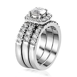 Moissanite 1.78 ctw Band Ring in Platinum Over Sterling Silver (Size 10)