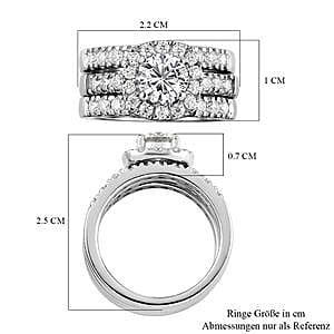Moissanite 1.78 ctw Band Ring in Platinum Over Sterling Silver (Size 10)