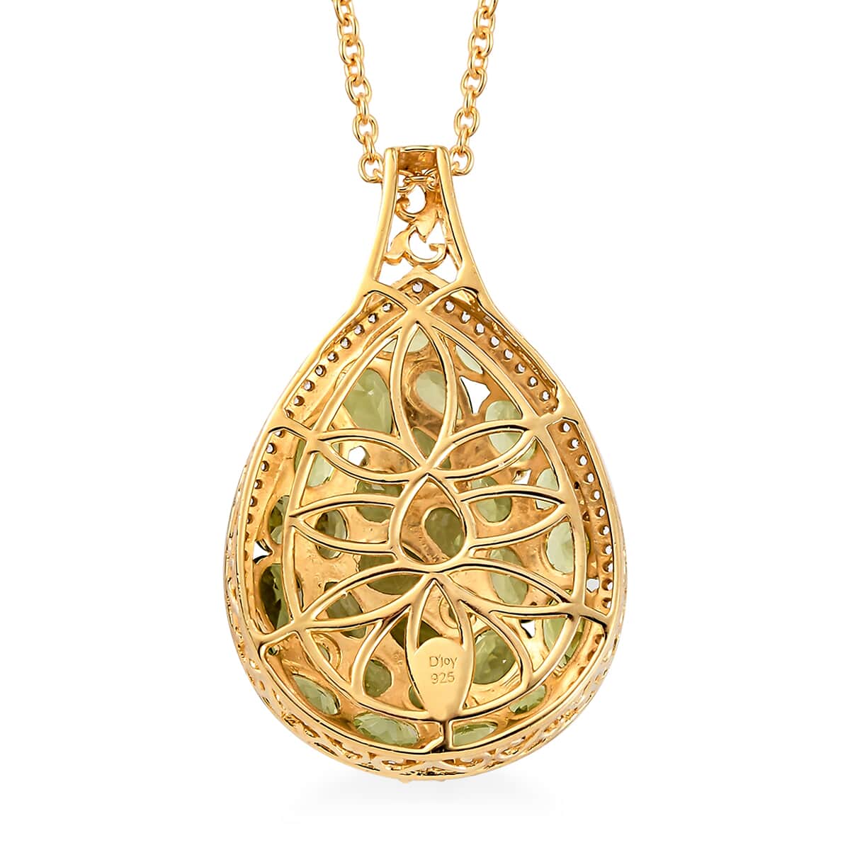 Arizona Peridot Cluster Pendant Necklace 20 Inches in Vermeil Yellow Gold Over Sterling Silver 8.25 ctw image number 4