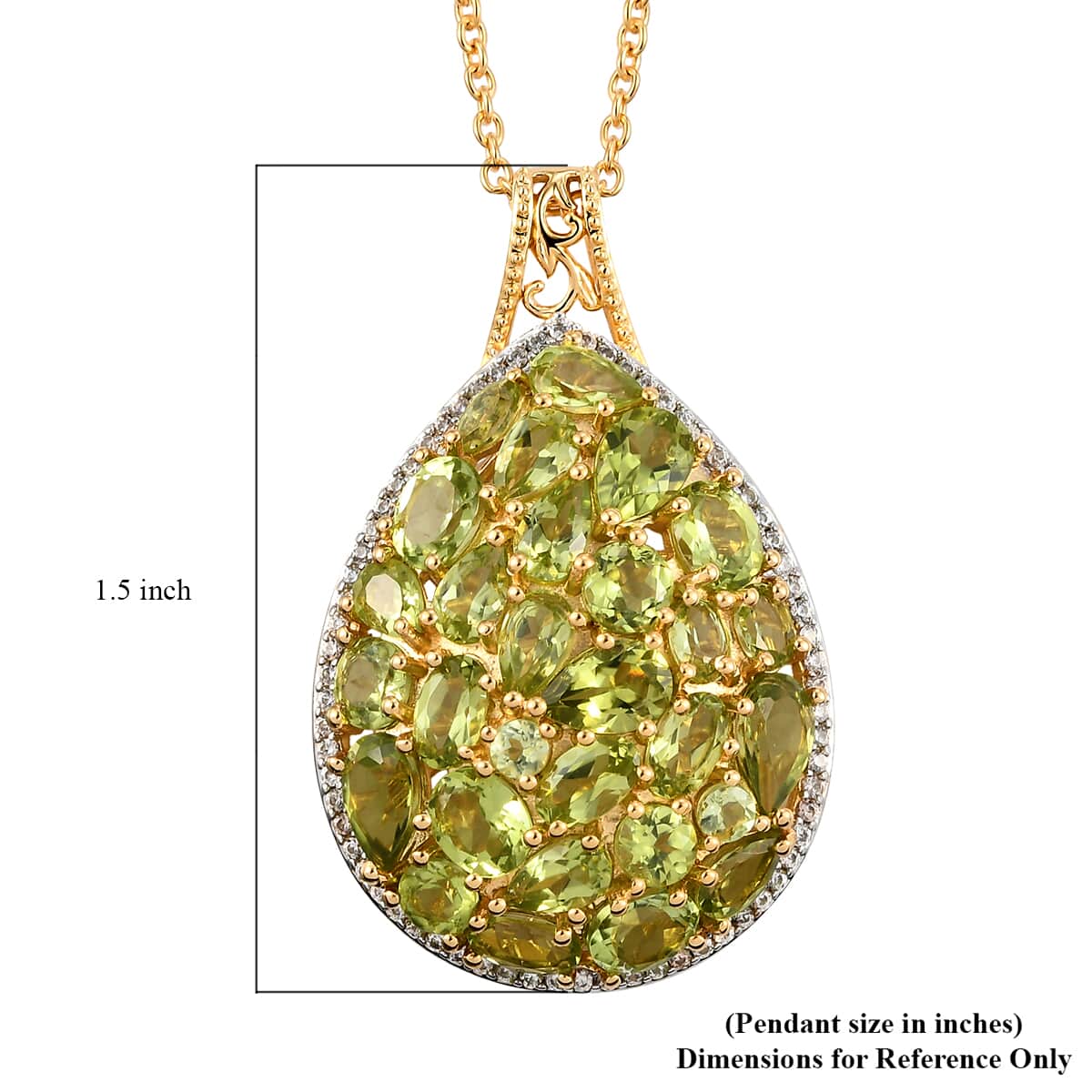 Arizona Peridot Cluster Pendant Necklace 20 Inches in Vermeil Yellow Gold Over Sterling Silver 8.25 ctw image number 5