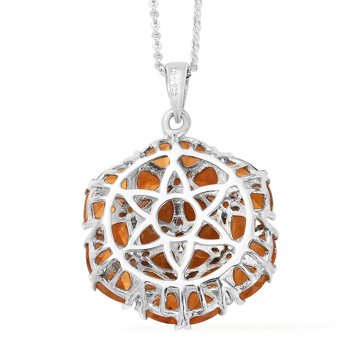 Jalisco Fire Opal Floral Pendant Necklace 20 Inches in Platinum Over Sterling Silver 4.00 ctw image number 4