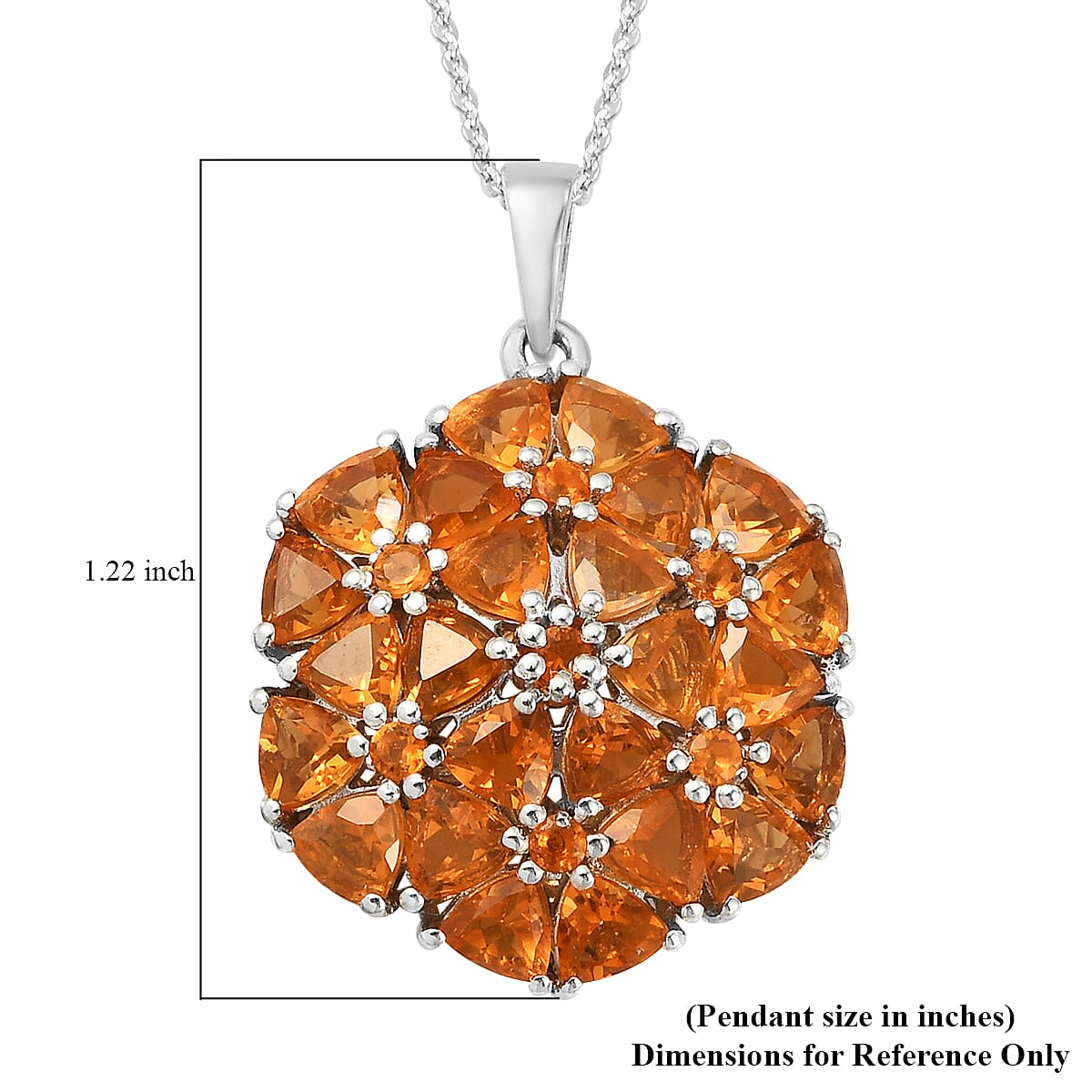 Jalisco Fire Opal Floral Pendant Necklace 20 Inches in Platinum Over Sterling Silver 4.00 ctw image number 6