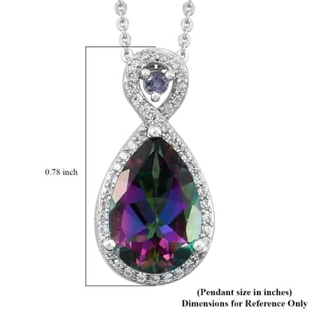 Northern Lights Mystic Topaz and Multi Gemstone Pendant Necklace 20 Inches in Platinum Over Sterling Silver 3.85 ctw image number 6
